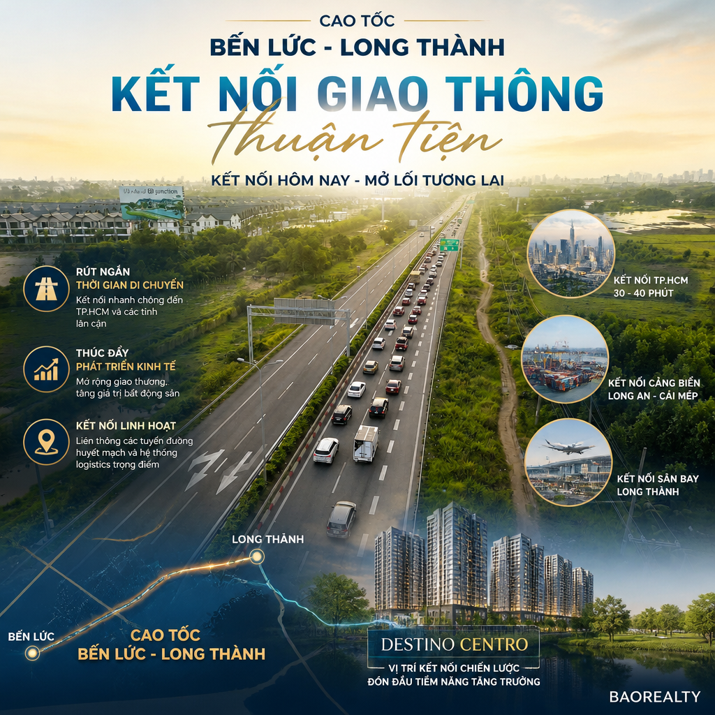 Căn hộ Destino Centro và cao tốc Bến Lức - Long Thành kết nối giao thông thuận tiện